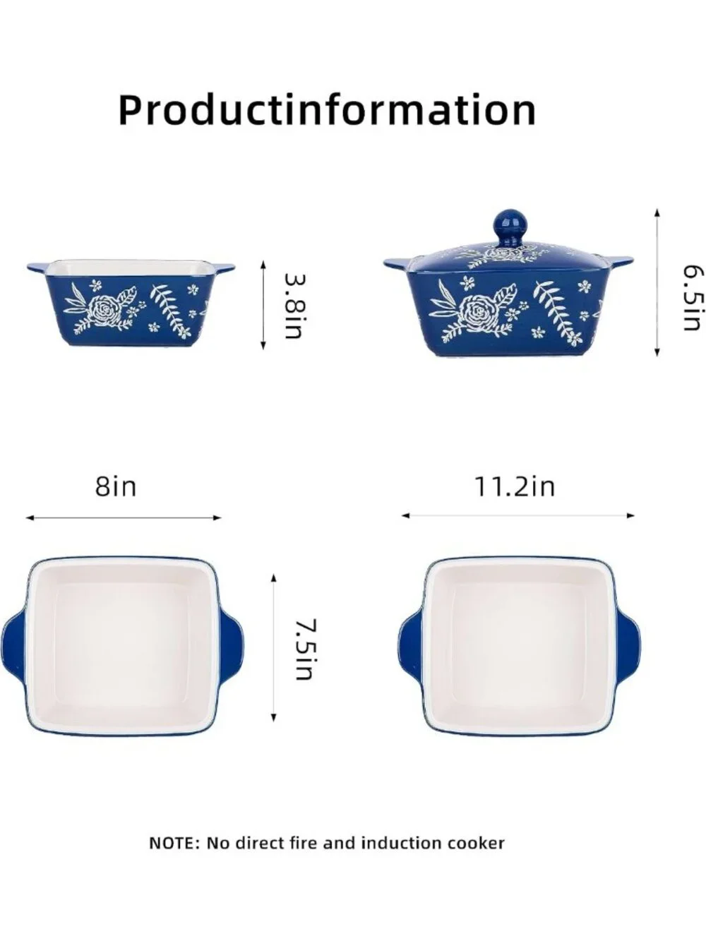 Oven Safe Ceramic Casserole Dish with Lid - Versatile Baking & Serving Dish
